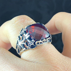 Red Ruby Gemstone 925 Sterling Silver Turkish Classic Men Ring