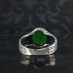 Minimalist Pinky Green Emerald Stone 925 Silver Men Ring