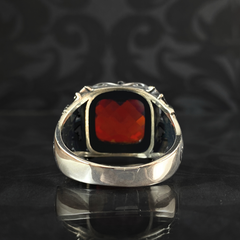 Red Ruby Gemstone 925 Sterling Silver Turkish Classic Men Ring