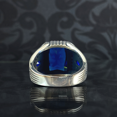 Sapphire Gemstone 925 Sterling Silver Men Ring