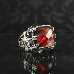 Red Ruby Gemstone 925 Sterling Silver Turkish Classic Men Ring