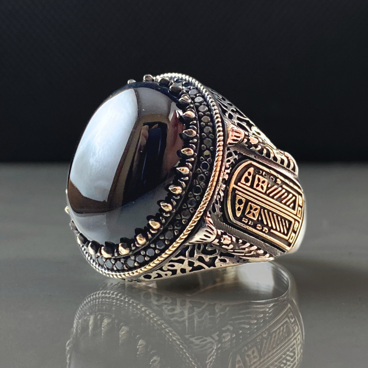 Black Onyx Gemstone 925 Solid Silver Men Ring