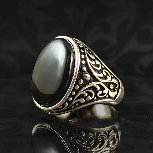 Classic Daily Black Onyx Stone 925 Sterling Silver Men Handmade Ring