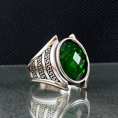 Anillo de plata maciza de piedra esmeralda 925, anillo de piedra preciosa esmeralda verde 