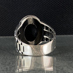 Oval Black Onyx Gemstone 925 Solid Silver Ring