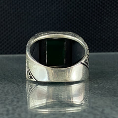 Anillo de plata maciza de piedra esmeralda 925, anillo de piedra preciosa esmeralda verde 