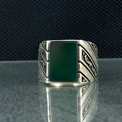 Anillo de plata maciza de piedra esmeralda 925, anillo de piedra preciosa esmeralda verde 