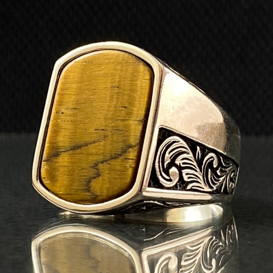 Tiger Eye Gemstone 925 Sterling Silver Ring