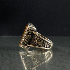 Tiger Eye Stone 925 Sterling Silver Ring For Men