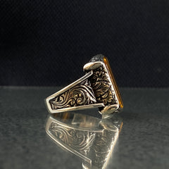 Tiger Eye Stone 925 Sterling Silver Ring For Men