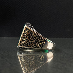 Green Agate Gemstone 925 Silver Ring For Men