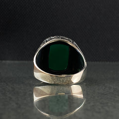 Green Agate Gemstone 925 Silver Ring For Men