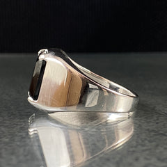 Classic Onyx Stone Original 925 Silver Simple Ring For Young Men