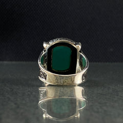 Hand Engraved Agate 925 Solid Silver Men Ring