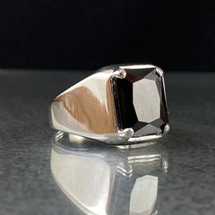 Classic Onyx Stone Original 925 Silver Simple Ring For Young Men