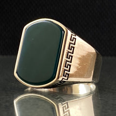 Agate Gemstone 925 Sterling Silver Men Handmade Ring