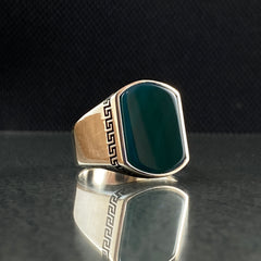 Agate Gemstone 925 Sterling Silver Men Handmade Ring