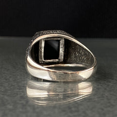 Minimalilst Onyx Stone 925 Sterling Silver Men Handmade Ring