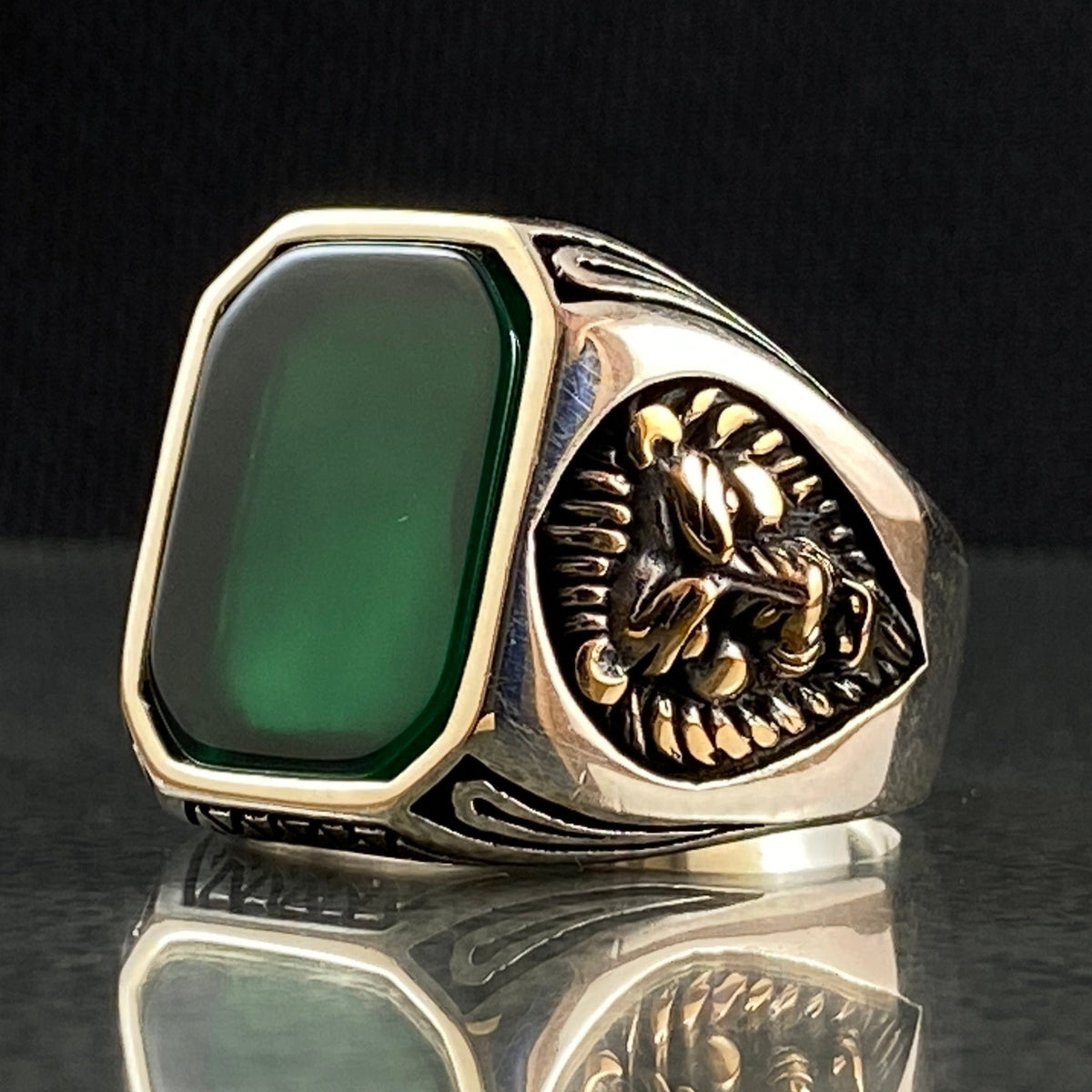 Anillo de plata maciza de piedra esmeralda 925, anillo de piedra preciosa esmeralda verde 