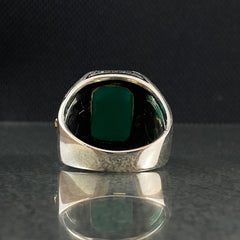 Anillo de plata maciza de piedra esmeralda 925, anillo de piedra preciosa esmeralda verde 