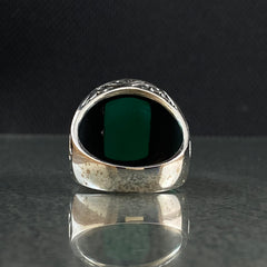 Anillo de plata maciza de piedra esmeralda 925, anillo de piedra preciosa esmeralda verde 