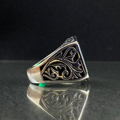 Classic Daily 925 Silver Men Ring Agate Stone