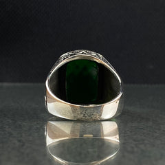 Anillo de plata maciza de piedra esmeralda 925, anillo de piedra preciosa esmeralda verde 