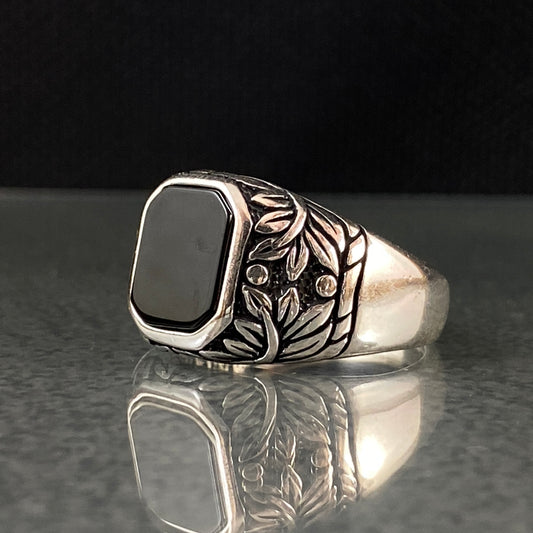 Black Onyx Stone 925 Sterling Silver Men Handmade Ring