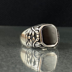 Black Onyx Stone 925 Sterling Silver Men Handmade Ring