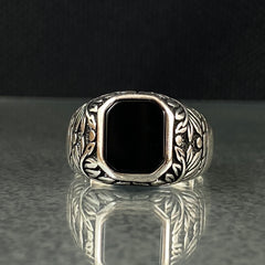 Black Onyx Stone 925 Sterling Silver Men Handmade Ring