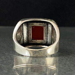 Red Agate 925 Sterling Silver Men Handmade Ring