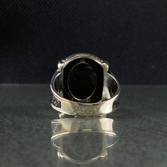 Hand Engraved Onyx Gemstone 925 Sterling Silver Men Ring