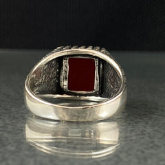 Red Agate Gemstone 925 Sterling Silver Men Handmade Ring