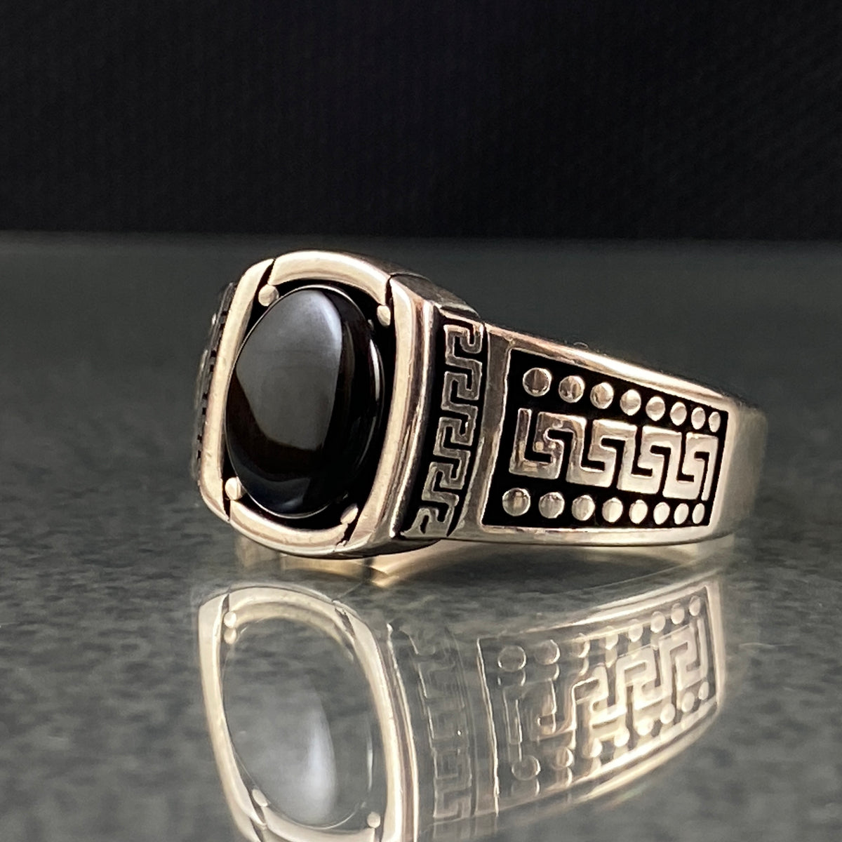 Minimalist Black Onyx Stone 925 Sterling Silver Men Handmade Ring