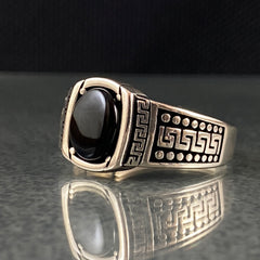 Minimalist Black Onyx Stone 925 Sterling Silver Men Handmade Ring