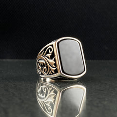 Men Handmade 925 Silver Black Onyx Stone Ring