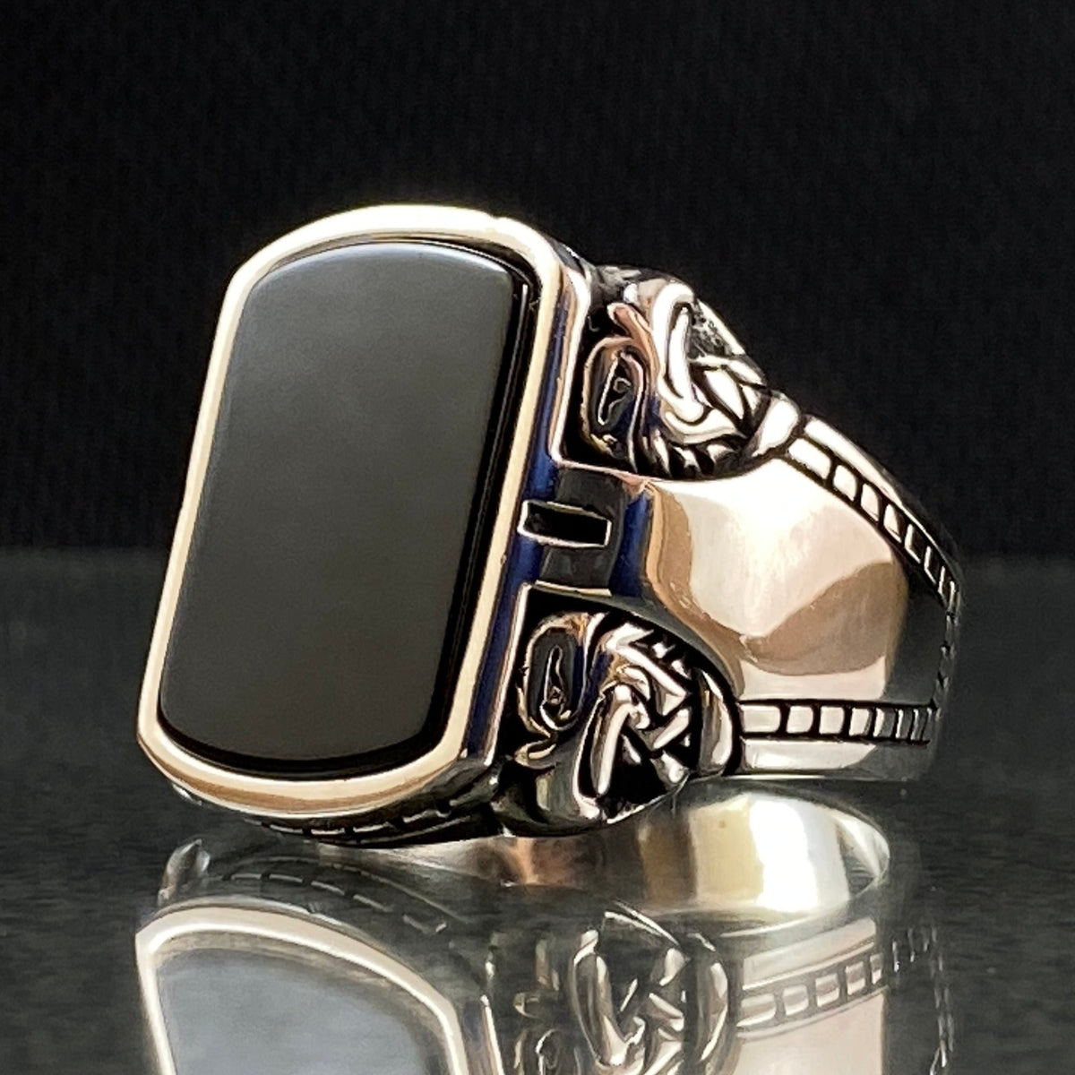 Onyx Eagle Animal 925 Sterling Silver Ring