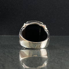 Onyx Eagle Animal 925 Sterling Silver Ring