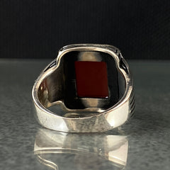 Red Agate Gemstone 925 Sterling Silver Men Handmade Ring