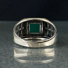 Green Agate Gemstone 925 Sterling Silver Men Handmade Ring