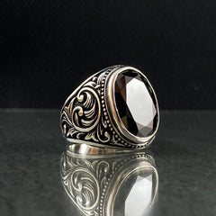 Men Handmade Black Onyx Stone 925 Silver Ring