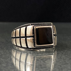 Black Onyx Gemstone 925 Solid Silver Men Handmade Ring