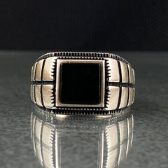 Black Onyx Gemstone 925 Solid Silver Men Handmade Ring