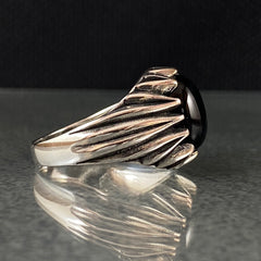 Classic Onyx Stone 925 Sterling Silver Handmade Turkish Men Ring