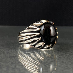 Classic Onyx Stone 925 Sterling Silver Handmade Turkish Men Ring