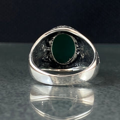 Green Agate Stone 925 Sterling Silver Men Handmade Ring