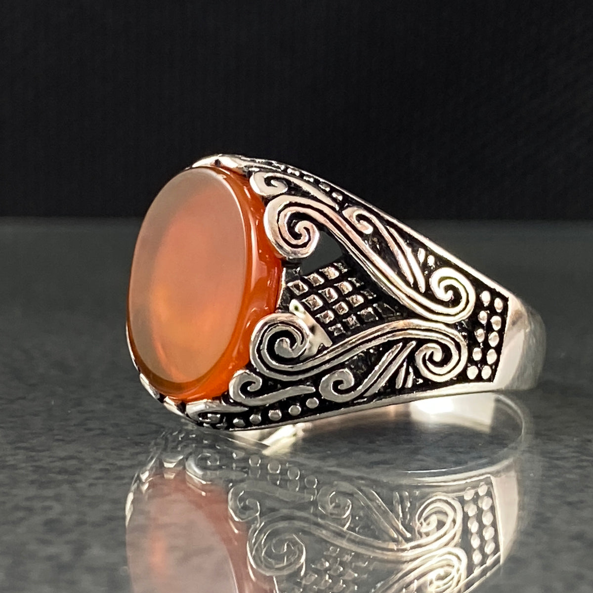 Red Agate Gemstone 925 Solid Silver Original Handmade Men Ring