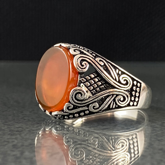 Red Agate Gemstone 925 Solid Silver Original Handmade Men Ring