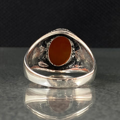 Red Agate Gemstone 925 Solid Silver Original Handmade Men Ring