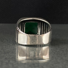 Anillo de plata maciza de piedra esmeralda 925, anillo de piedra preciosa esmeralda verde 